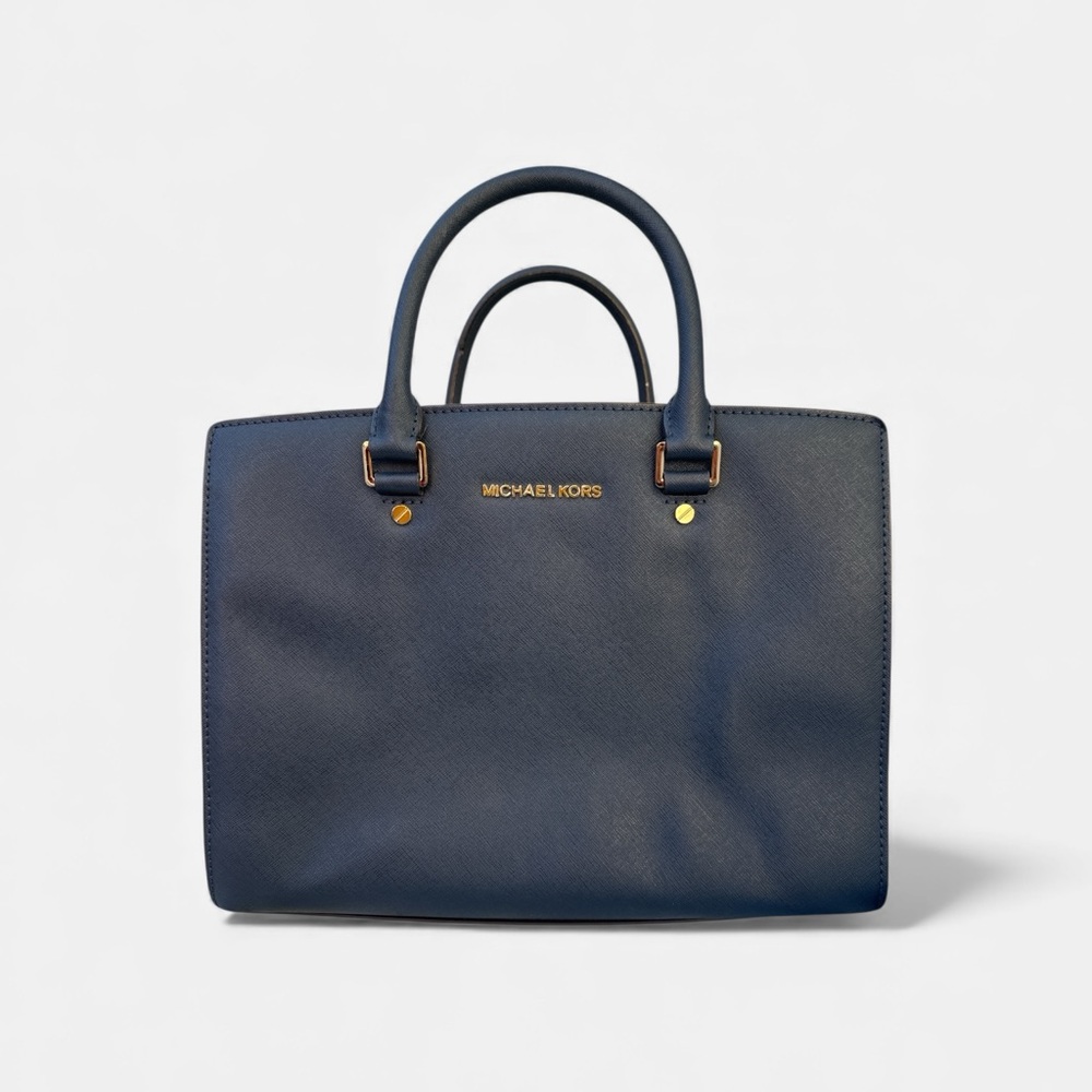 Michael Kors Savannah Saffiano Navy Satchel